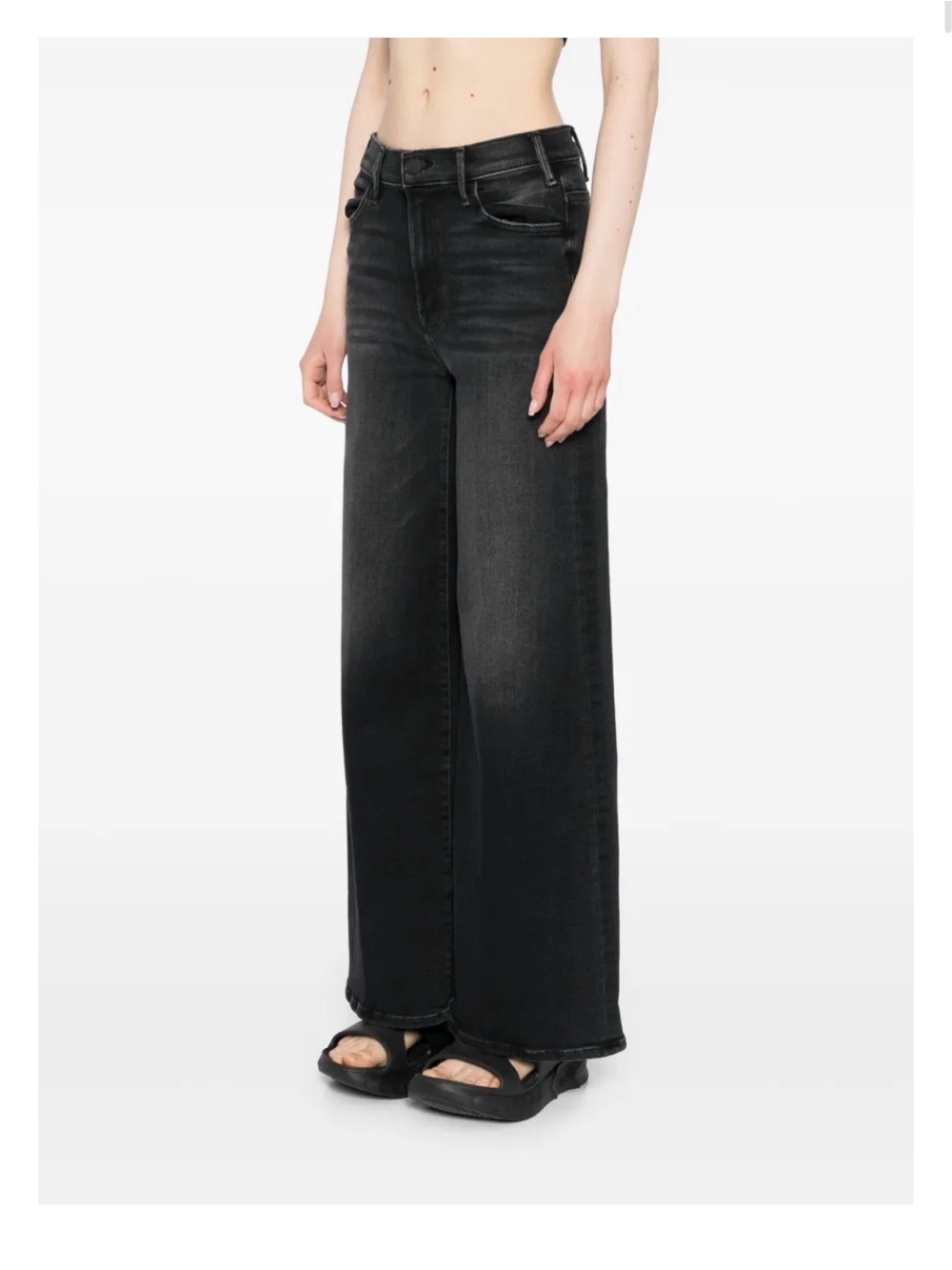 MOTHER Black Wide-Leg High-Rise Jeans Lil’ Hustler Roller